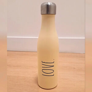 Rae Dunn Insulated Inscribed‎ 'Love' Stainless Steel Cream Silver Water Bottle